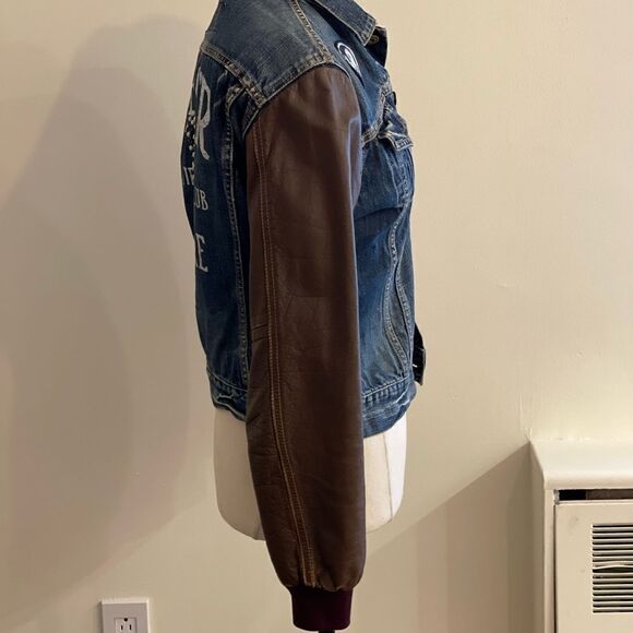 Vintage jean and leather jacket🌟 Jean jackets ✨ RA.RE. Brand 🌟 🌟 ITALIAN🌟 - Picture 2 of 8